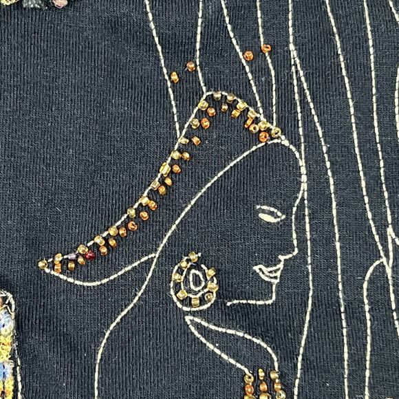 Chico’s Shirt Women's L T-shirt Black Wearable Art Colorful Long Sleeve Pullover - Picture 15 of 17